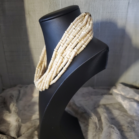 Multi-strand 'Carved Bone' Skeleton Bones Necklace - Picture 5 of 9